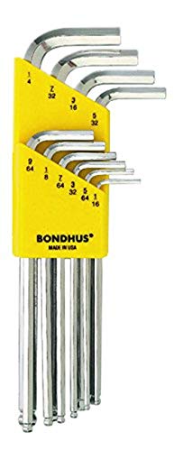 Bondhus 16938 Set Of 10 Balldriver L-Wrenches With Briteguard Finish, Long Length, Sizes 1/16-1/4-Inch' von Bondhus