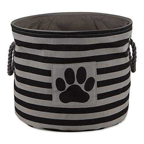 Bone Dry Pet Storage Collection Abfalleimer mit Pfotenabdruckmotiv, klein, rund, Schwarz von Bone Dry