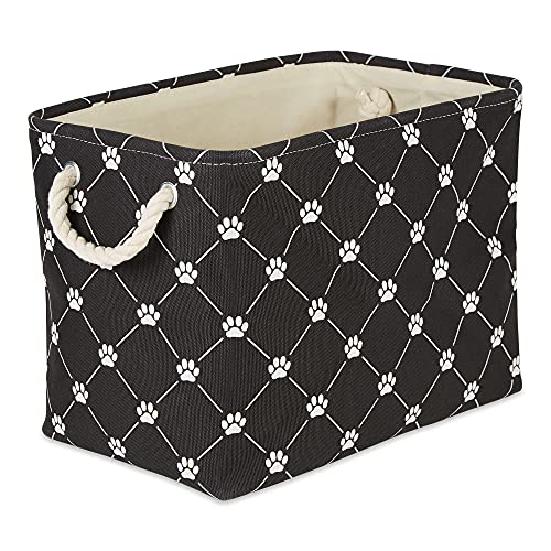 Bone Dry Pet Storage Collection Pfoten-und Knochenaufdruck, 100% Polyester, Spalier Schwarz, Small Rectangle, 14x8x9 von Bone Dry