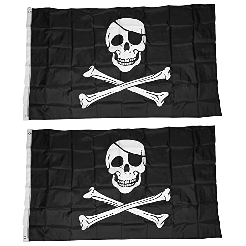 Bonkshire 2X Piratenflagge Skull und Crossbones Jolly Rodger 5X3Ft Größe von Bonkshire
