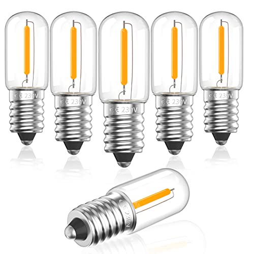 Bonlux Glühbirne E14 LED Warmweiss 1W T16 Mini LED Birnen Ersetzt 10W Glühlampen, Kleine Edison-Schraube Kandelaber Glühlampen für Nachtlicht,Salzlampe, Kühlschranklampe, warmweiß 2200K, 6 Stück von Bonlux