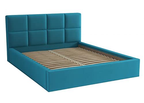 Bonni Polsterbett Alaska 180x200cm Bett mit Lattenrost Doppelbett mit Bettkasten Bettgestell Holzbett Stauraumbett (Türkis) von Bonni