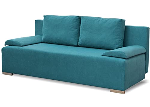 Bonni Schlafsofa Ecco Plus, Sofa mit Bettkasten und Schlaffunktionn, Klappsofa, Schlafcouch, Bettsofa, Couch vom Hersteller, Couchgarnitur, Sofagarnitur (türkis) von Bonni