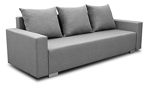 Bonni Schlafsofa Burgos, Sofa mit Bettkasten und Schlaffunktionn, Klappsofa, Schlafcouch, Bettsofa, Couch vom Hersteller,Couch, Couchgarnitur, Sofagarnitur (Grau) von Bonni