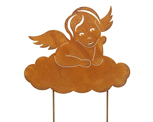 Bornhöft Gartenstecker Engel aus Wolke aus Edelrost Metall Rost Gartendekoration Weihnachten rostige Gartendekoration von Bornhöft