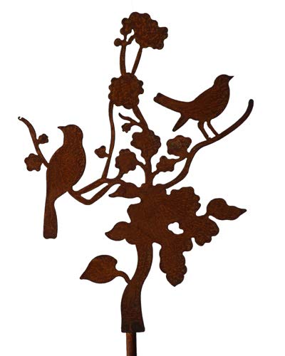 Bornhöft Gartenstecker Vögel Blumen Beetstecker Topfstecker Metall Rost Gartendeko Edelrost rostige Dekoration 167cm (27) von Bornhöft