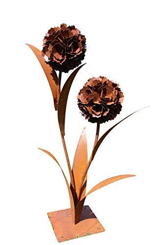 Bornhöft Pusteblume aus Edelrost | Deko-Blume aus Metall für den Garten | H 120cm | 2 Blüten (Groß 2 Blüten) von Bornhöft