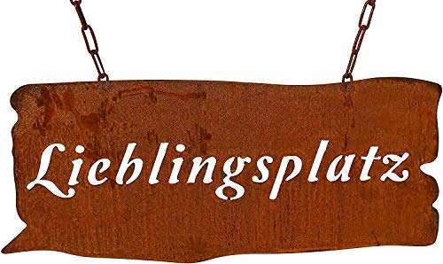 Bornhöft Schild Spruchtafel rostiges Gartenschild Edelrost Rost zum hängen Gartendeko (Lieblingsplatz 44cmx23cm) von Bornhöft