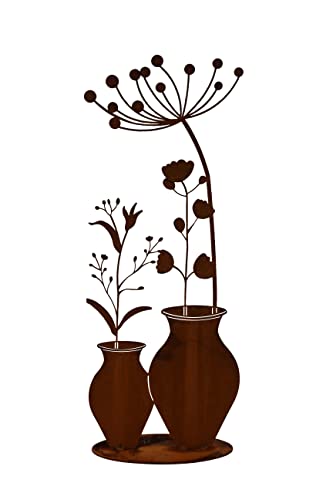 Edelrost Doppelvase Blumen Edelrostblume Metallblume Blume Rost Garten Metall Blumen Vase Deko Dekoration (Edelrost) von Bornhöft