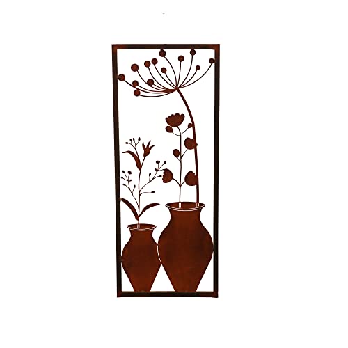 Wandbild Edelrost Doppelvase Blumen Edelrostblume Metallblume Blume Rost Garten Metall Blumen Vase Deko Dekoration Wandtatoo von Bornhöft