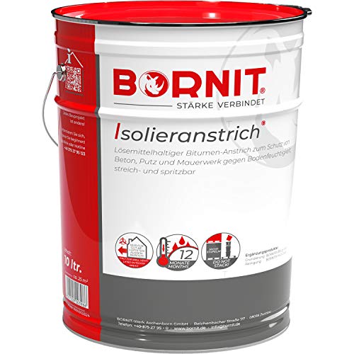 BORNIT - Isolieranstrich Bitumen-Anstrich | gegen Bodenfeuchtigkeit - Gebindegröße: 10 Liter von BORNIT