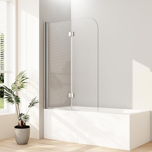 Boromal 100x140cm Duschwand für Badewanne 2-teilig Faltbar Duschtrennwand Faltwand Badewannenaufsatz Duschabtrennung 6mm Nano Glas von Boromal