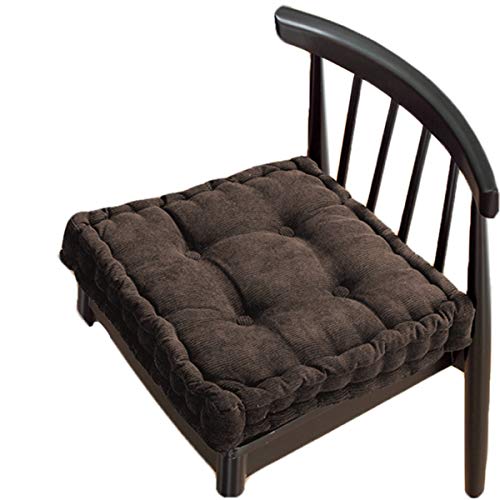Dickes Baumwoll-Sitzkissen, bequeme Sitzpolster, extra feste Matratzenkissen, Bodenkissen für Esszimmer/Küche/Terrasse/Stuhl (40 x 40 cm, braun) von BoruisX