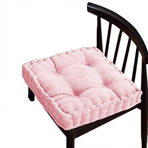 Dickes Baumwoll-Sitzkissen, bequeme Sitzpolster, extra feste Matratzenkissen, Bodenkissen für Esszimmer/Küche/Terrasse/Stuhl (40 x 40 cm, rosa) von BoruisX