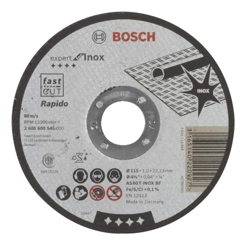 Bosch Professional 1x Trennscheibe Gerade Expert for Inox - Rapido (AS 60 T INOX BF, Ø 115 mm, 1.0 mm, Zubehör Winkelschleifer) von Bosch Professional