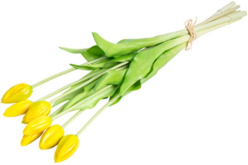 künstliches Tulpenbündel mit 7 Tulpenknospen real Touch (gelb) von Botanic-Haus