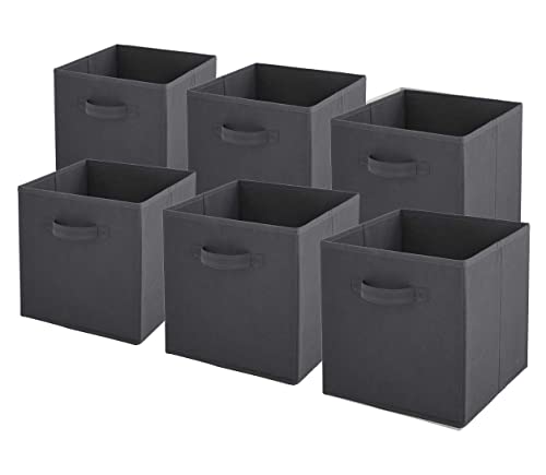 Box and beyond 6 Aufbewahrungskörbe aus Vlies, faltbar, Grau / Anthrazit – 27 x 27 x 27 cm von Box and Beyond