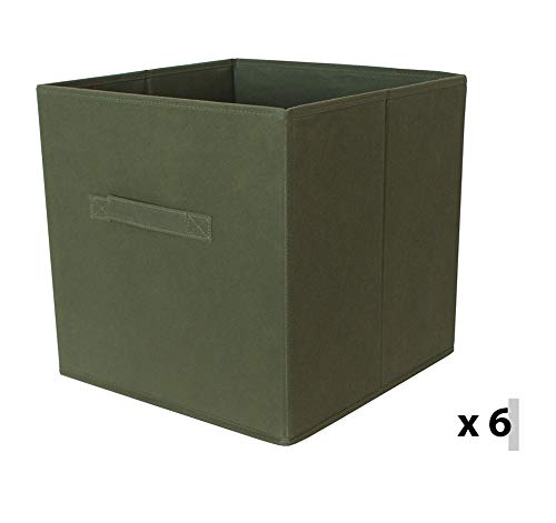Box and Beyond Aufbewahrungskörbe, Vlies, faltbar, mit Griffen, Polypropylen, 31 x 31 x 31 cm, Khaki, 6 Stück von Box and Beyond