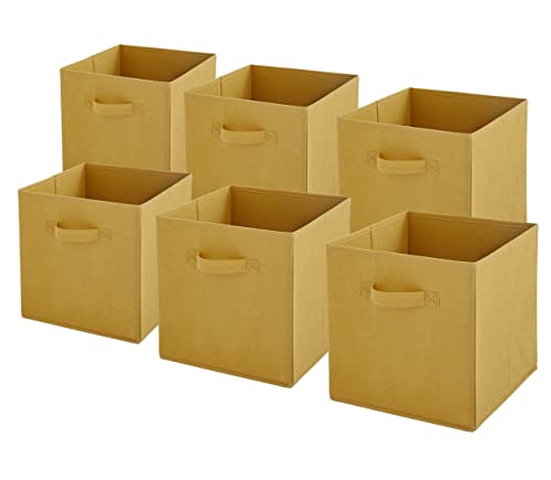 Box and beyond Aufbewahrungsbehälter, Vlies, faltbar, Senfgelb, 27 x 27 x 27 cm, 6 Stück von Box and Beyond
