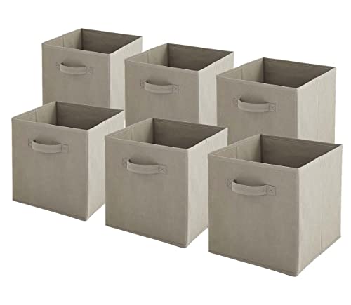 Box and beyond 6 Aufbewahrungsboxen aus Vlies, faltbar, Taupe, 27 x 27 x 27 cm von Box and Beyond