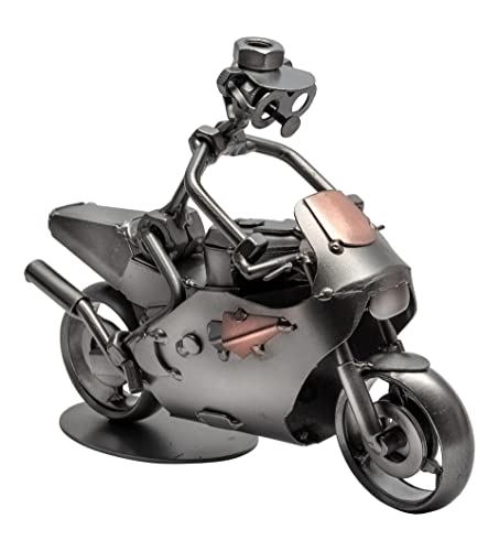 STEEMO Schraubenmännchen Motorrad Superbike Geschenk Metall-Deko 21x8x17 cm von STEEMO