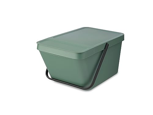 Brabantia - Sort & Go Stapelbarer Abfallbehälter 20L - Großer Recycling-Behälter - Tragegriff - Leicht zu Reinigen - Geeignet als Vorratsbehälter & Papierkorb - Fir Green - 28 x 45 x 22,5 cm von Brabantia