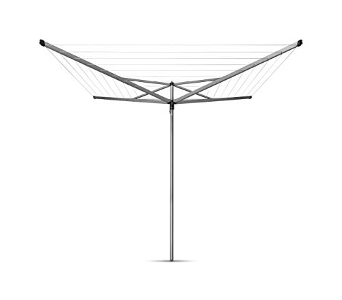 Brabantia - Essential Wäschespinne - Regenschirm'-System - UV-beständige Wäscheleine, 40 m - Kein Durchhängen - Auch für Kleiderbügel - Stabile Aufhängeöse - Metallic Grey - ø 192,5 cm von Brabantia