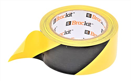 brackit MT2321 Selbstklebendes Warnband – 48 mm x 30 m – gelb & schwarz Sicherheitsbarriere und Linienmarkierung von Brackit