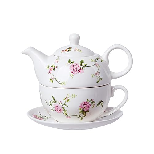 BradOc 1 Set Keramik-Tee für EIN Set Florale Chinesische Teekanne Porzellan-Gongfu-Teetasse mit Deckel und Untertasse für Picknick Nachmittagstee,B von BradOc