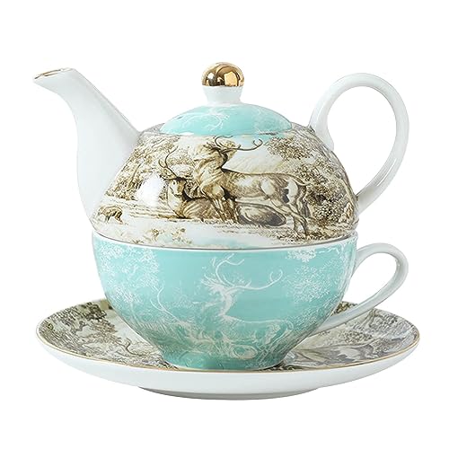 BradOc Tea for Teekanne und Tassen-Set, Teeservice aus Knochenporzellan, Teekannen-Geschenksets für Frauen, Teekanne und Tassen Set,A von BradOc