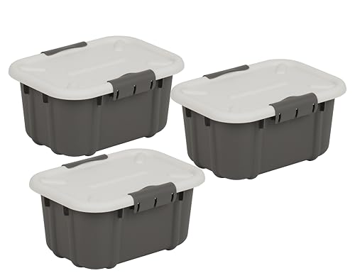 BranQ - Home essential Universeller Aufbewahrungsbehälter mit Deckel VELUR, 3er-Set, Grösse 3,6 l, BPA-frei Kunststoff PP, dunkelgrau von BranQ - Home essential