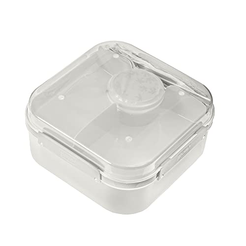 BranQ - Home essential - praktische Lunchbox 1,6l LIDO mit Besteck(Gabel und Messer) und einem Schraubverschlussbehälter für Sauce oder Nüsse, BPA-frei, perfekt für Salate und Snacks, Creme von BranQ - Home essential