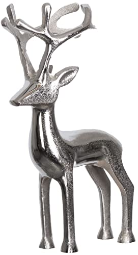 Brandsseller Dekofigur Rentier Weihnachtsdeko Deko Hirsch Aluminium Silber 26,5 cm hoch von Brandsseller
