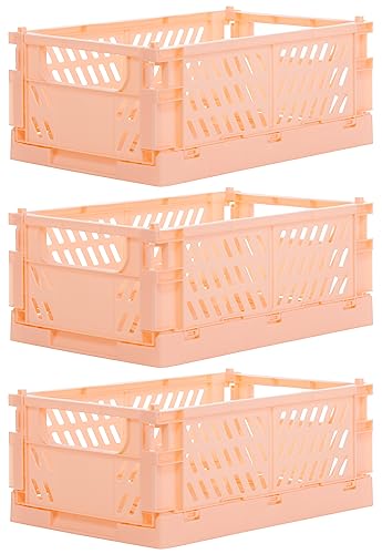 Brandsseller Faltbare Klappbox M 3er Set stabiler Einkaufskorb stapelbarer Transportkorb Aufbewahrungskiste - Rosa von Brandsseller