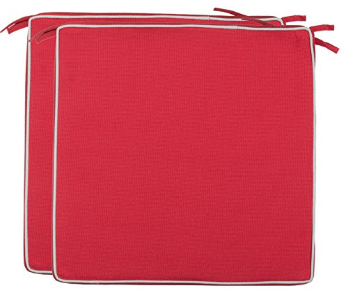 Brandsseller Outdoor Sitzkissen Kissen Dekokissen - Schmutz- und Wasserabweisend - 220 gr. Füllung - Größe: 40 x 40 x 4 cm (2er-Vorteilspack, Rot - strukturiert) von Brandsseller