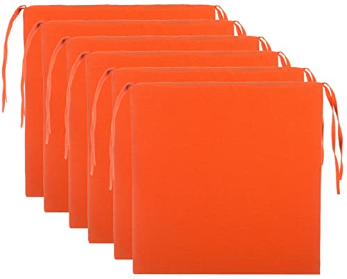 Brandsseller Sitzkissen Stuhlkissen Sitzauflage Stuhlauflage - Uni Farben mit 4 Kordelbändern für sicheren Halt (6er-Set, Orange) von Brandsseller