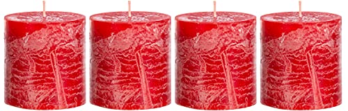 Brandsseller Stumpenkerze 4er Set | 9x10 cm | Weihnachtskerze | Adventskranz | Rot von Brandsseller