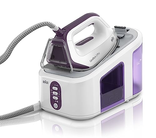 Braun CareStyle 3 Pro IS 3155 VI Dampfbügelstation - Dampfbügeleisen mit FreeGlide-3D Bügelsohle, 2400 Watt, Pumpendruck 6,5 bar, Dampfstoß 430g/min, Vertikales Dampfen, 2 l Wassertank, Violett von Braun Household