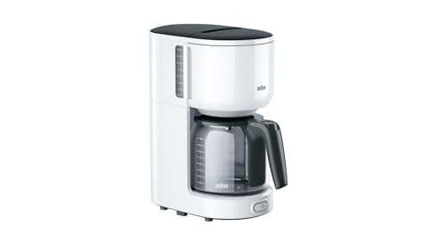 Braun Household PurEase Kaffeemaschine KF 3100 WH – Filterkaffeemaschine mit Glaskanne für 10 Tassen Kaffee, Kaffeezubereiter für einzigartiges Aroma, 1000 Watt, weiß von Braun Household