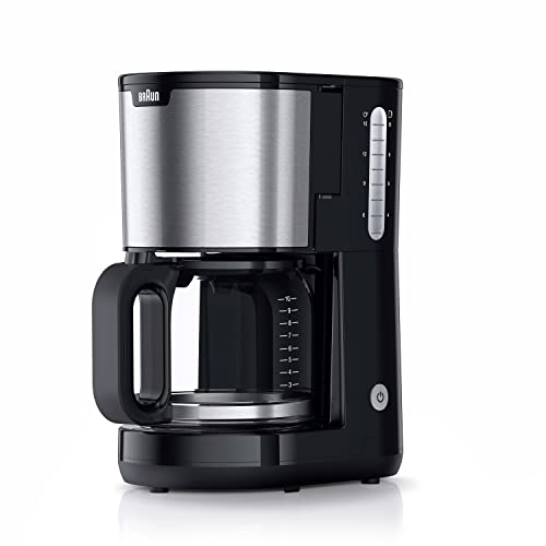 Braun Household PurShine KF 1500 BK Kaffeemaschine - Filterkaffeemaschine mit Glaskanne für bis zu 10 Tassen, OptiBrew-System, Automatische Abschaltung, 1000 Watt, Schwarz von Braun