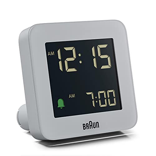 Braun Digitaler Wecker mit Schlummerfunktion, negativem LCD-Display, Schnelleinstellung und anschwellendem Alarm-Piepton in Grau, Modell BC09G. von Braun