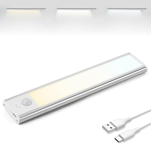 Brendz Unterbauleuchte Küche LED, USB-C Wiederaufladbare LED Lichtleiste Küche, 3 Farbtemperaturen, Dimmbare Schrankbeleuchtung, Magnetisches Schranklicht mit Bewegungsmelder, 20cm, Silber von Brendz