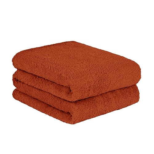 Brentfords Überwurfdecken, Teddy-Fleece, gebranntes Orange, Fleece-Decke für den Winter und Herbst, warme, weiche, Dicke Fleece-Decken für Erwachsene, Bettüberwürfe über der Couch, 125 x 150 cm, Rost von Brentfords