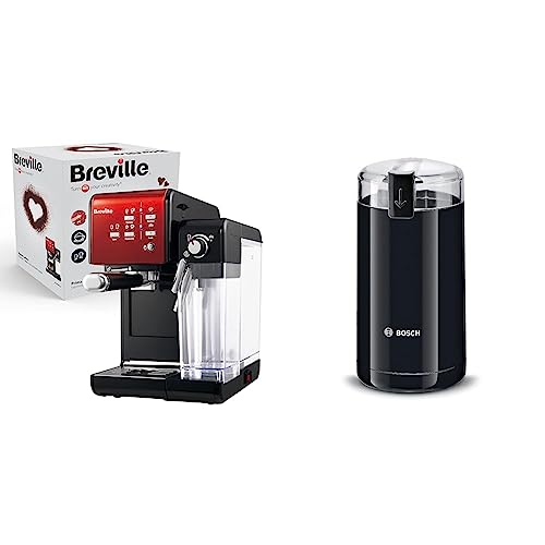 Breville Prima Latte II Siebträgermaschine | Espressomaschine/Kaffeemaschine & Bosch Hausgeräte TSM6A013B Kaffeemühle, Schwarz von Breville