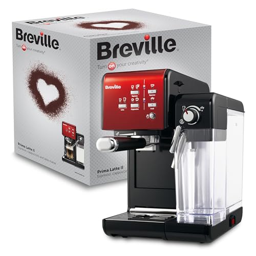 Breville Prima Latte II Siebträgermaschine | Espressomaschine/Kaffeemaschine für Milchkaffee und Cappuccino | Professionelle 19-Bar-Pumpe und Milchaufschäumer | Rot [VCF109X] von Breville