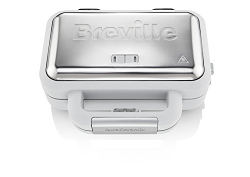 Breville DuraCeramic Sandwichmaker mit tiefen Platten | Sandwichtoaster für 2 Scheiben mit variabler Temperatur, Weiß [VST070X] von Breville