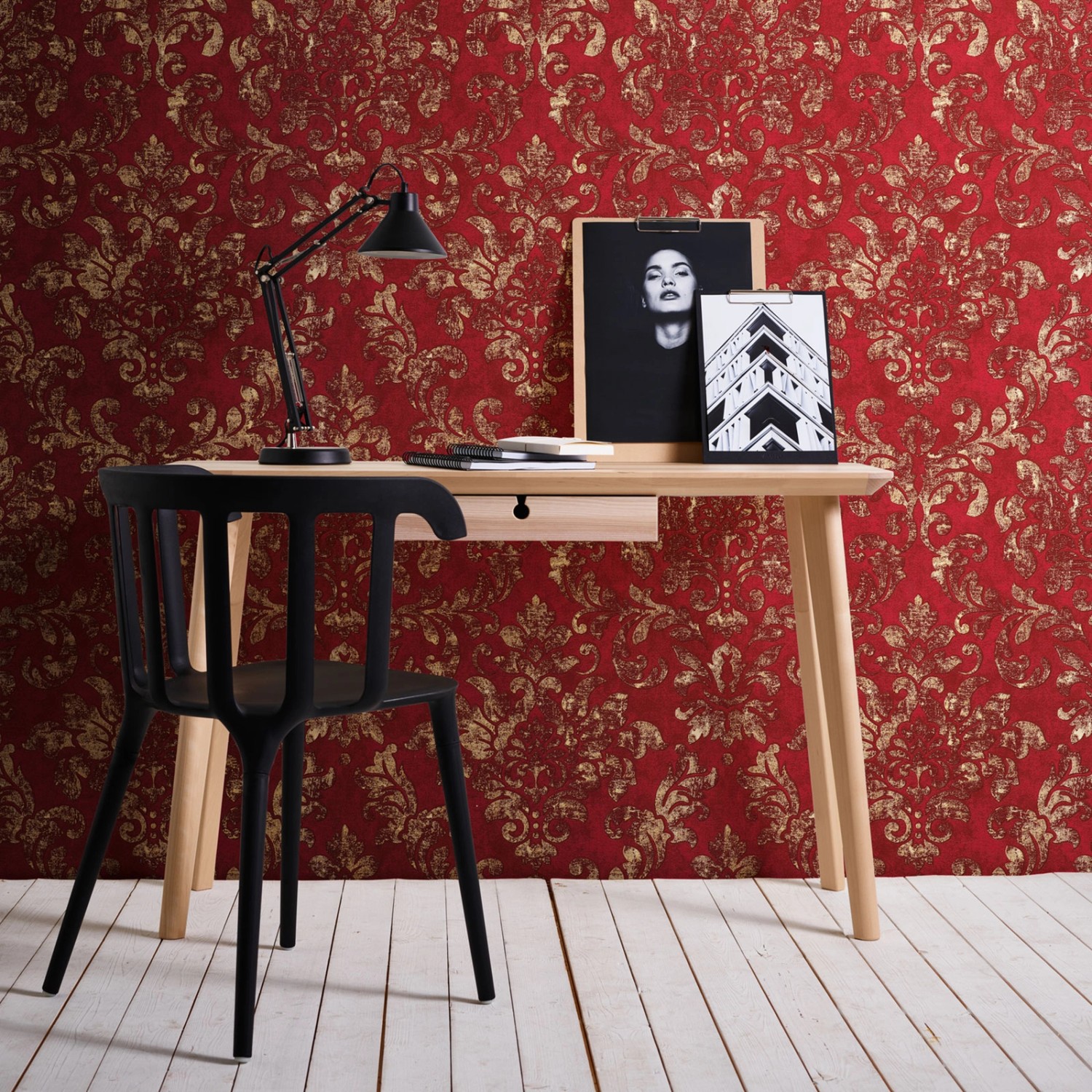 Bricoflor Barock Tapete in Rot und Gold Vintage Tapete mit Elegantem Ornament Neobarock Vliestapete Ideal für Schlafzimmer und Bars von Bricoflor