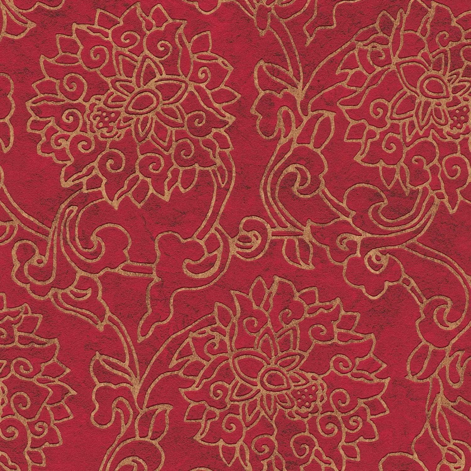 Bricoflor Chinesische Tapete in Rot Gold Asiatische Tapete mit Ornament aus Vinyl Florale Vliestapete Ideal für Schlafzimmer und Wohnzimmer von Bricoflor
