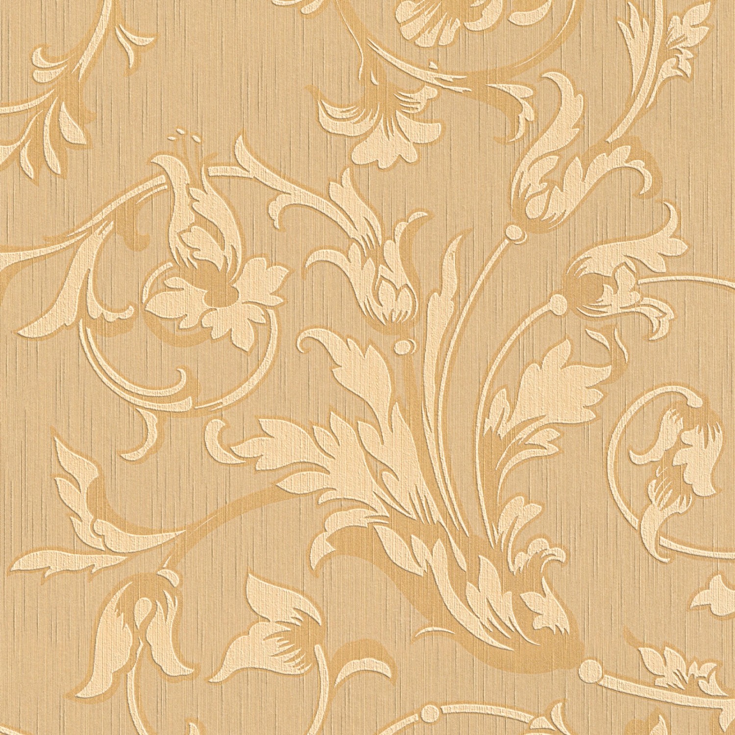 Bricoflor Textil Vliestapete Floral Blumen Tapete mit Ornament in Beige Gold Elegante Vlies Textiltapete mit Ranken im Barock Stil für Esszimmer von Bricoflor