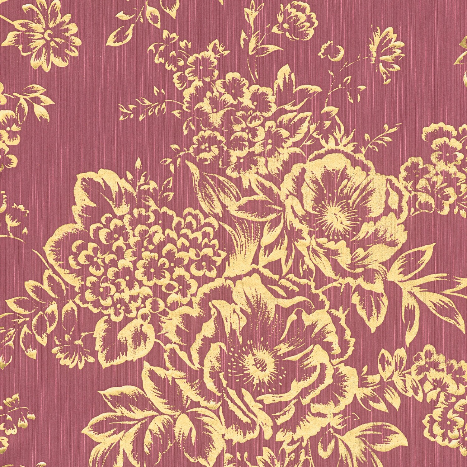 Bricoflor Textil Vliestapete mit Blumen Florale Tapete in Rot Gold für Wohnzimmer und Esszimmer Vlies Textiltapete mit Blumenmuster im Barock Stil von Bricoflor